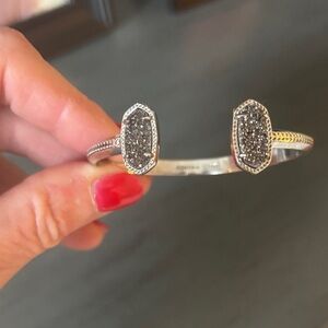 Kendra Scott Silver Cuff Bracelet with Gray Druzy Accents